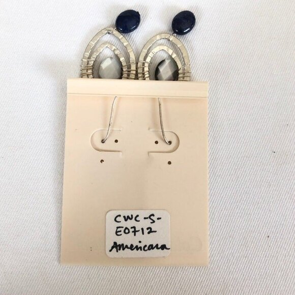 Coldwater Creek Wire Wrapped Oval Rhinestone Pierced Drop Dangle Earrings NOC - Picture 3 of 5